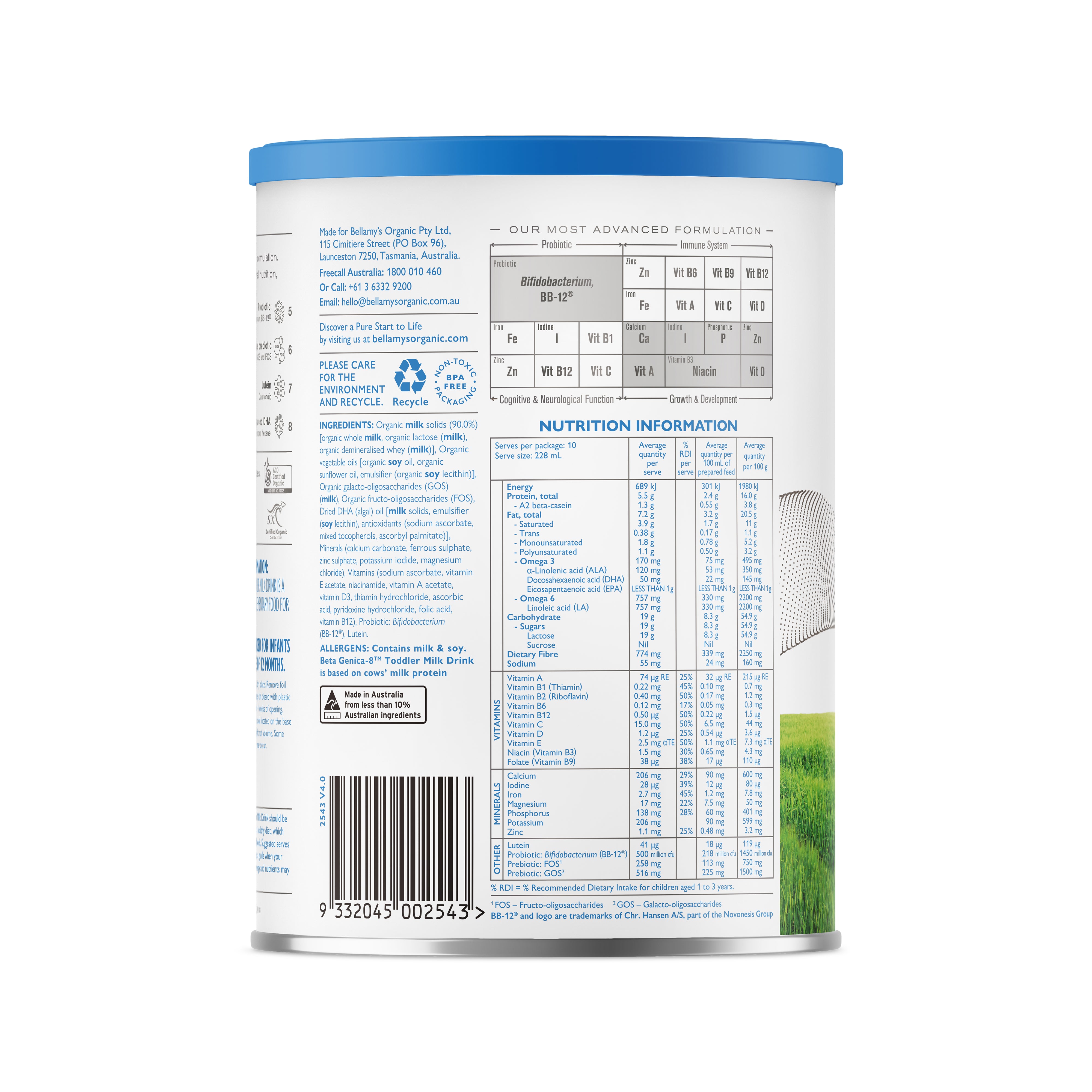350g Beta Genica-8™ Step 3 Toddler Milk – Bellamy's Organic