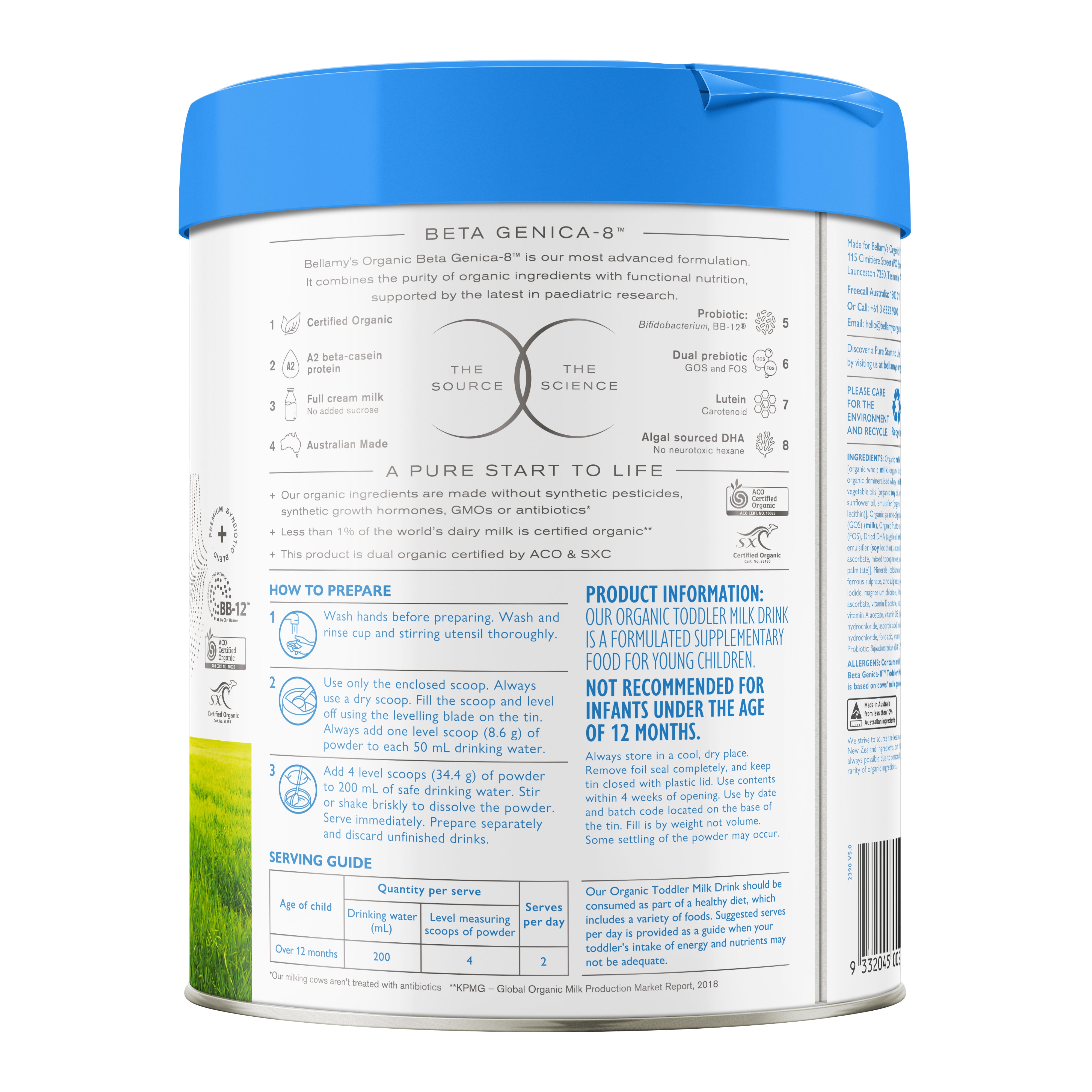Beta Genica-8™ Step 3 Toddler Milk – Bellamy's Organic Beta Genica-8™ Step 3 Toddler Milk – Bellamy's Organic