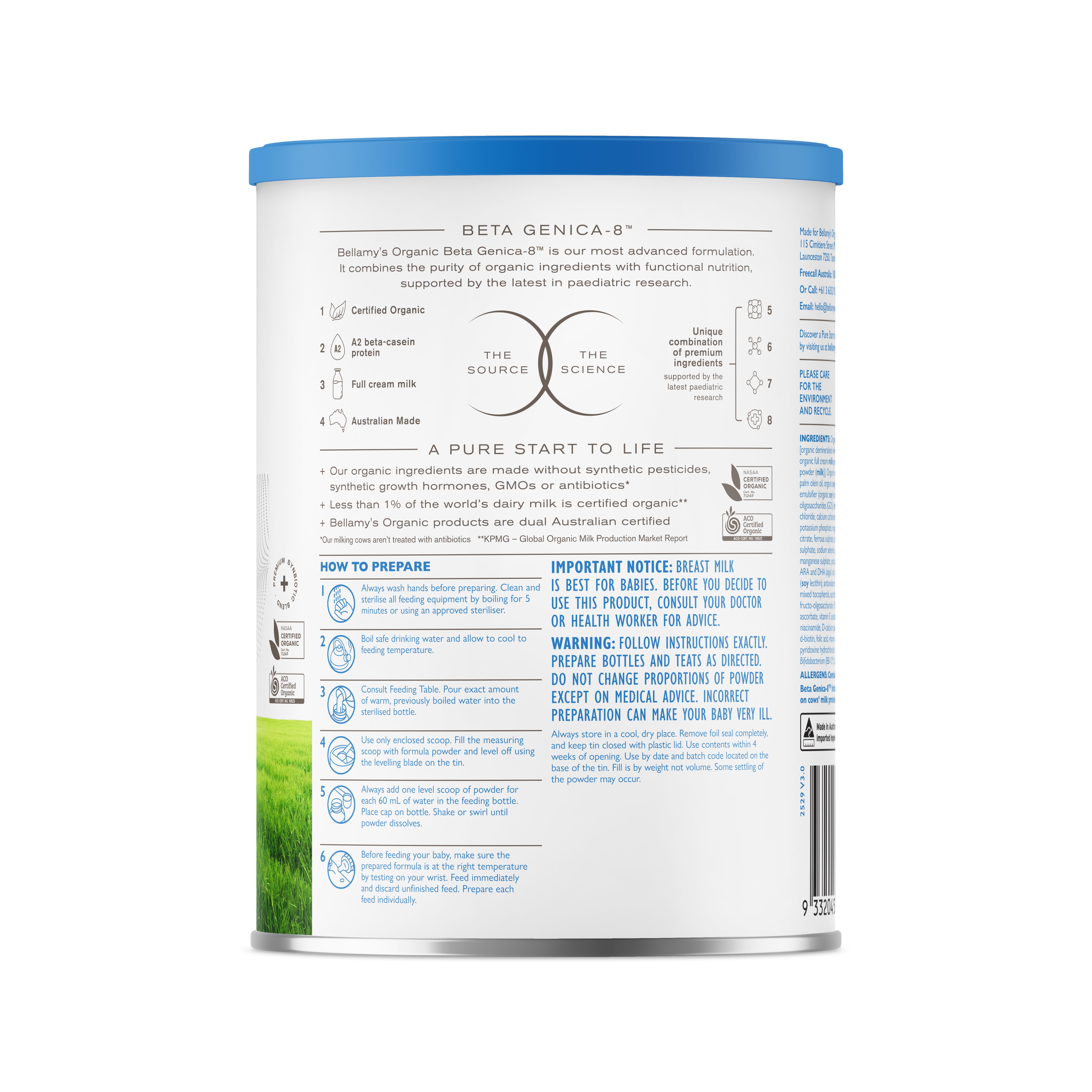 Bellamy's Organic Beta Genica-8™ Step1 Beta Genica-8™ Step 1 Infant Formula – Bellamy's Organic