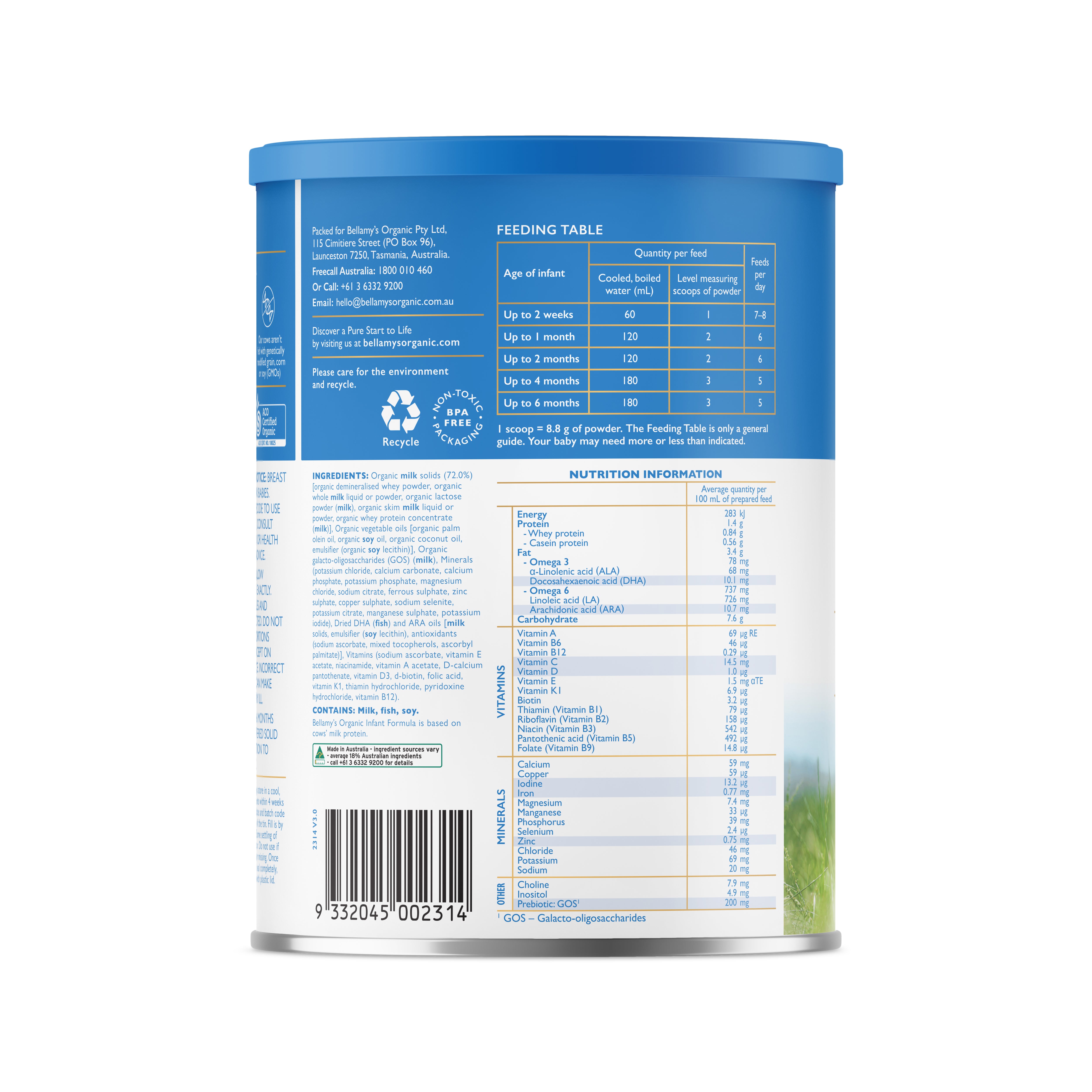 Bellamy's Organic Infant Formula 2缶セット ベラミーズ オーガニック 粉ミルク step2 (6〜12ヶ月) 2缶セット