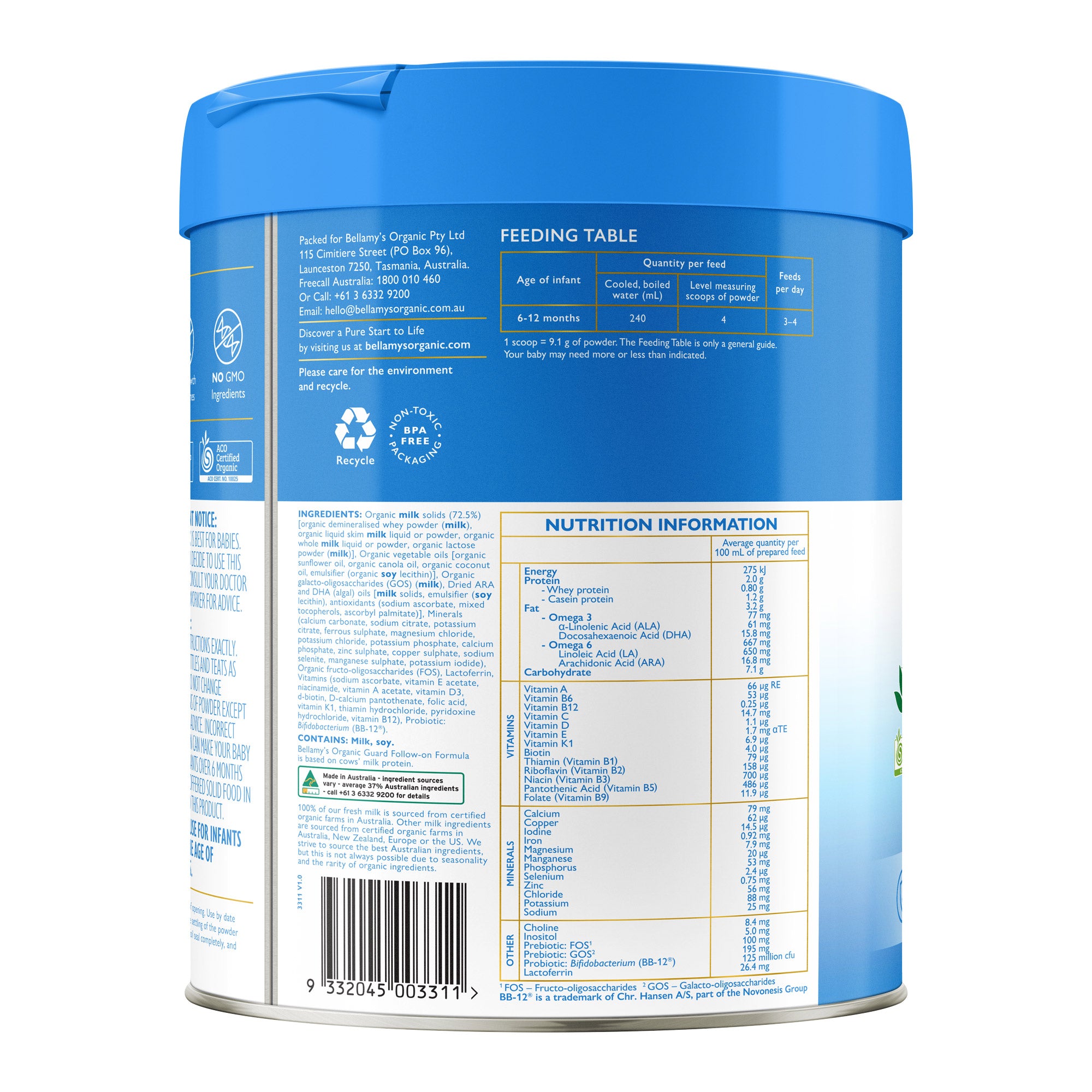 Guard Step 2 Follow-On Formula - 800g tin – Bellamy's Organic