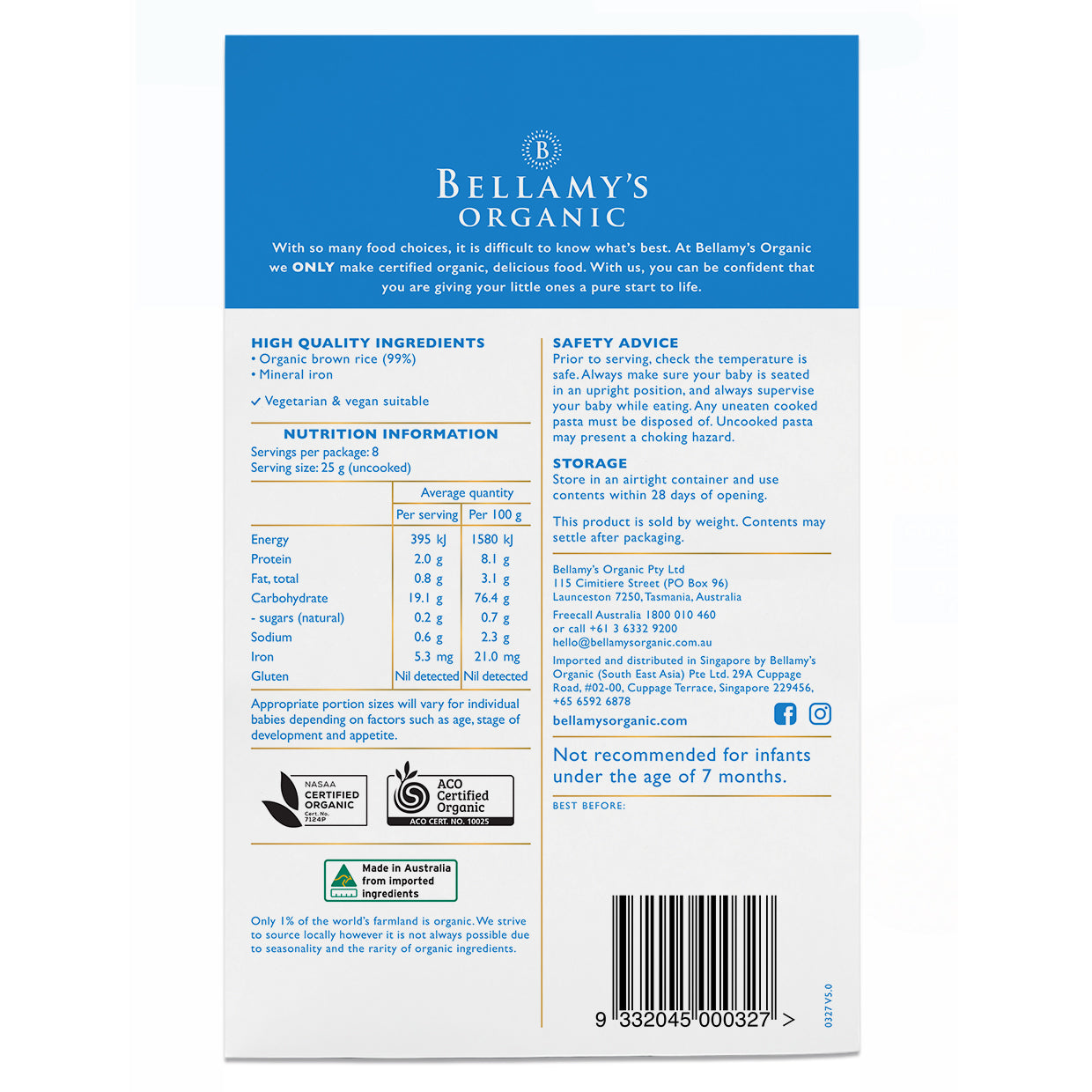 Bellamy's organic hot sale pasta woolworths