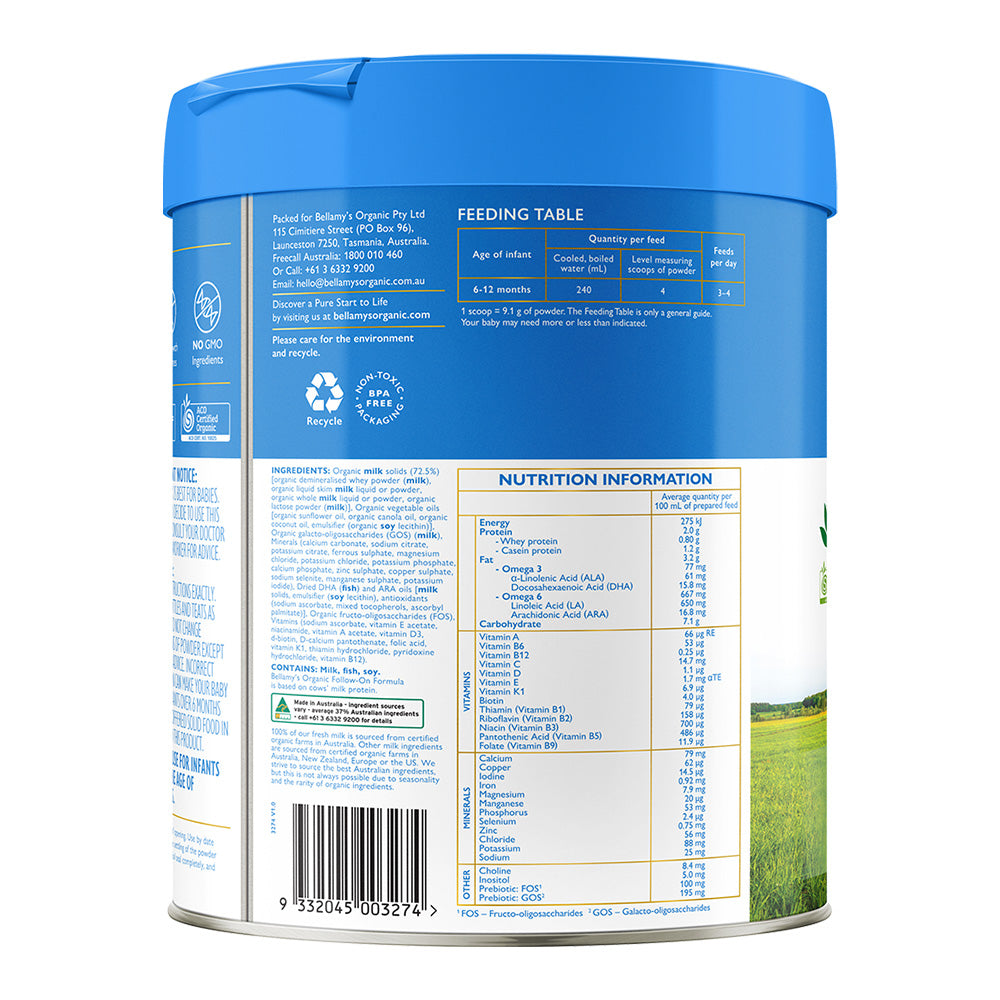 Follow-On Formula 2.0 (6-12 Months) – Bellamy's Organic